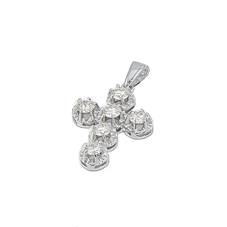 Σταυρός λευκόχρυσος με διαμάντια 0.84ct σε 18 καράτια. CR18370