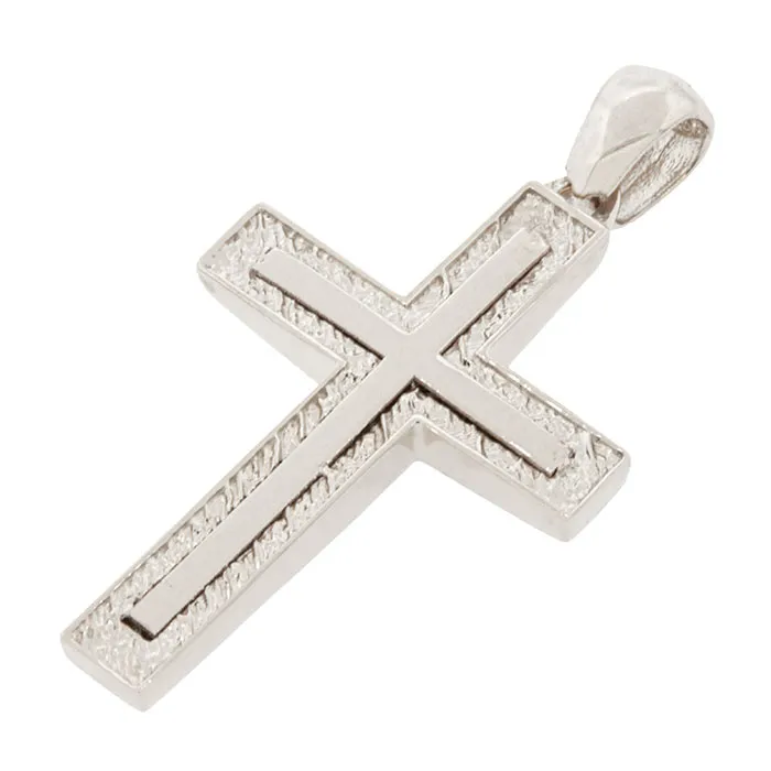 Λευκόχρυσος σταυρός διπλής όψης  σε 14 καράτια. CRA18067