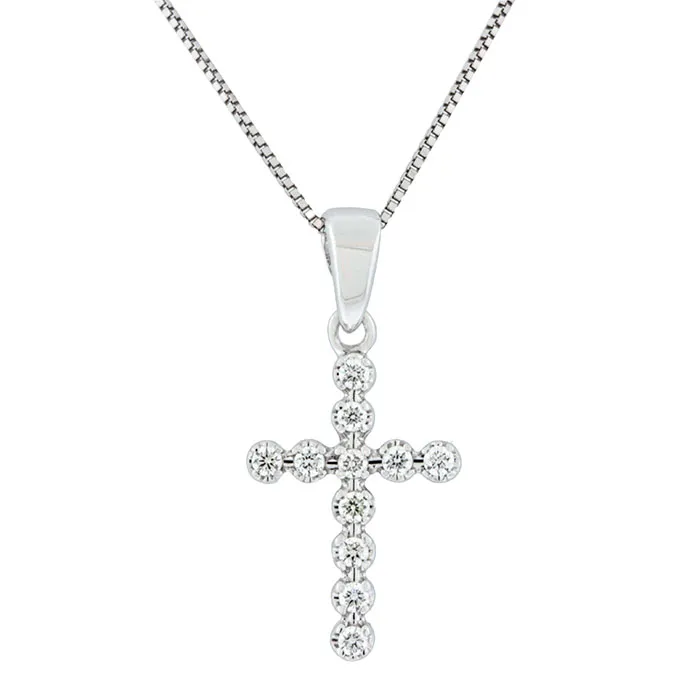 Λευκόχρυσος σταυρός με διαμάντια 0.15ct σε 18 καράτια.CR18585