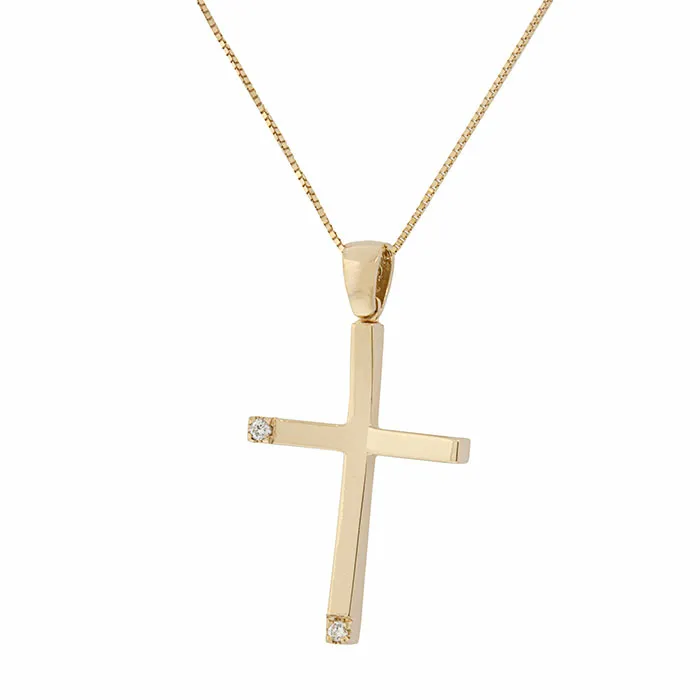 Xρυσός σταυρός με διαμάντια 0.04ct σε 18 καράτια. CR018691
