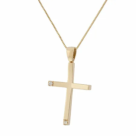 Xρυσός σταυρός με διαμάντια 0.04ct σε 18 καράτια. CR018691