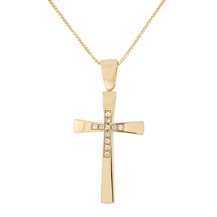 Xρυσος σταυρός με διαμάντια 0.06ct σε 18 καράτια. CR018692