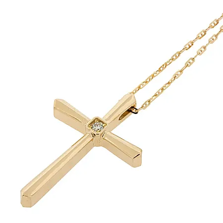 Xρυσός σταυρός με διαμάντια 0.03ct set με αλυσίδα σε 18 καράτια. CR018693