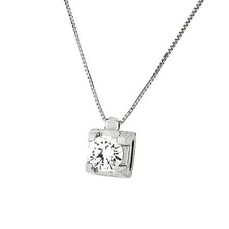 Λευκόχρυσο μενταγιόν με διαμάντι 0.63ct και αλυσίδα σε 18 καράτια. MD18732