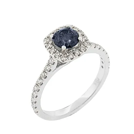 Λευκόχρυση ροζέτα 18 καράτια με ζαφείρι 0.85ct και λευκά διαμάντια 0.35ct. RL18748
