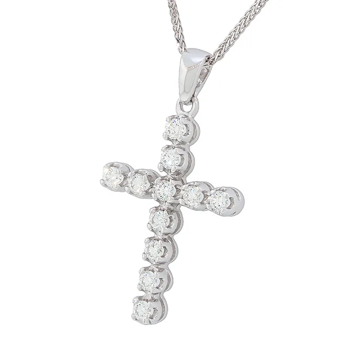 Κλασικός ενδεκάπετρος σταυρός με διαμάντια 0.46ct σε 18 καράτια. CR19800