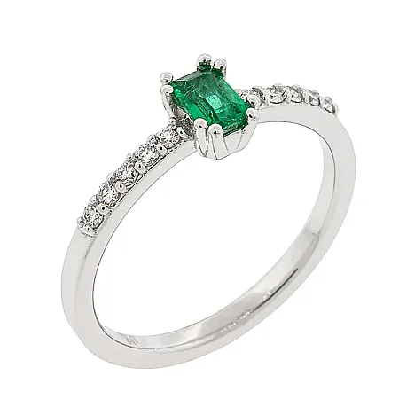 Λαμπερό σειρέ με σμαράγδι 0.13ct  και διαμάντια σε 18 καράτια. RL19729