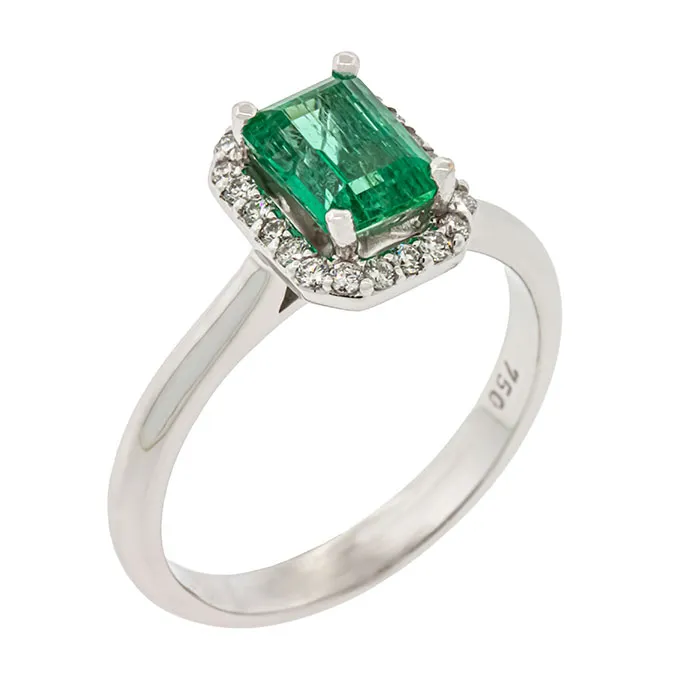 Εντυπωσιακή ροζέτα με σμαράγδι 0.80ct και διαμάντια σε 18 καράτια.RL19743