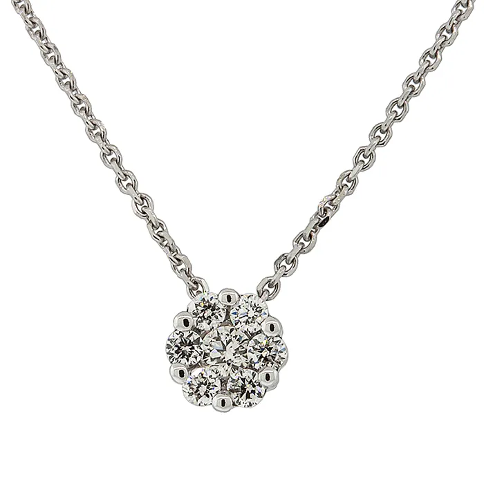 Λευκόχρυσο μενταγιόν με Invisible set diamonds 0.09ct και αλυσίδα 18Κ. MD18529