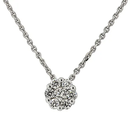 Λευκόχρυσο μενταγιόν με Invisible set diamonds 0.09ct και αλυσίδα 18Κ. MD18529