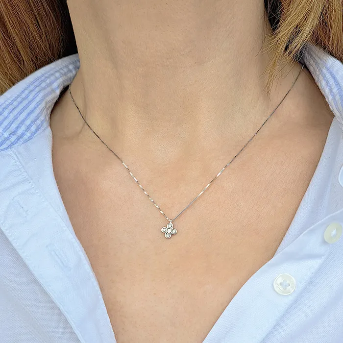 Λευκόχρυσος σταυρός με μπριγιάν 0.08ct και αλυσίδα 18 καράτια. CR18465