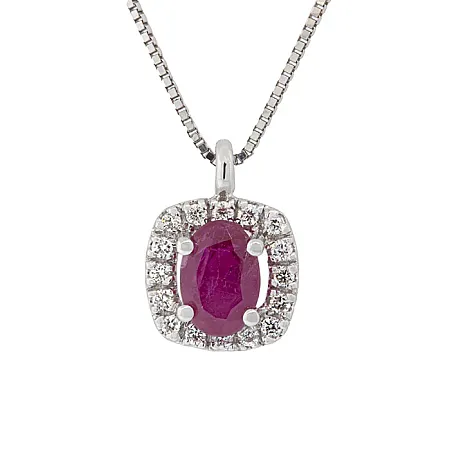 Λευκόχρυσο μενταγιόν με ρουμπίνι 0.72ct  σετ με αλυσίδα σε 18Κ. MD20314