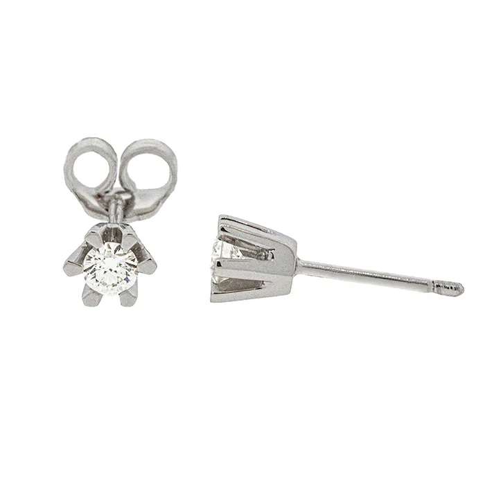 Σκουλαρίκια λευκόχρυσα με διαμάντια 0.22ct σε 18 καράτια. SK20115