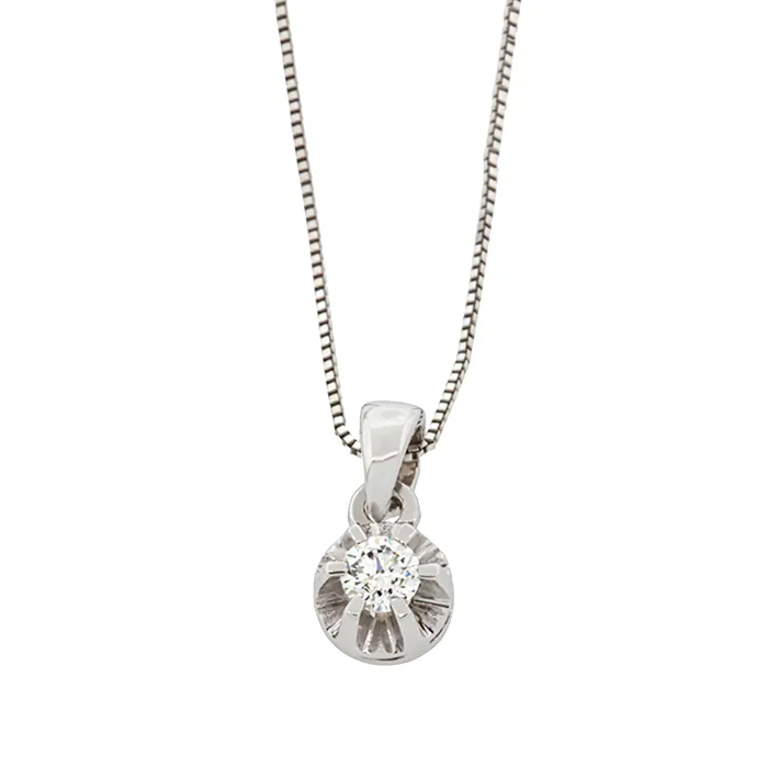 Μενταγιόν με διαμάντι 0.18ct D VVS2 σε λευκόχρυσο 18 καράτια. MD20126
