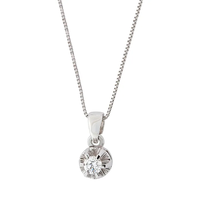 Μενταγιόν με διαμάντι 0.18ct D VVS2 σε λευκόχρυσο 18 καράτια. MD20126