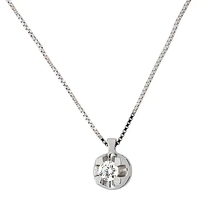 Λευκόχρυσο μενταγιόν με διαμάντι 0.14ct και αλυσίδα 18 καράτια. MD20127