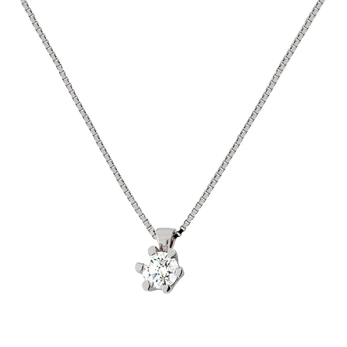 Λευκόχρυσο μενταγιόν με διαμάντι 0.19ct και αλυσίδα 18 καράτια. MD20131