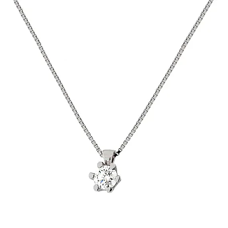 Λευκόχρυσο μενταγιόν με διαμάντι 0.19ct και αλυσίδα 18 καράτια. MD20131