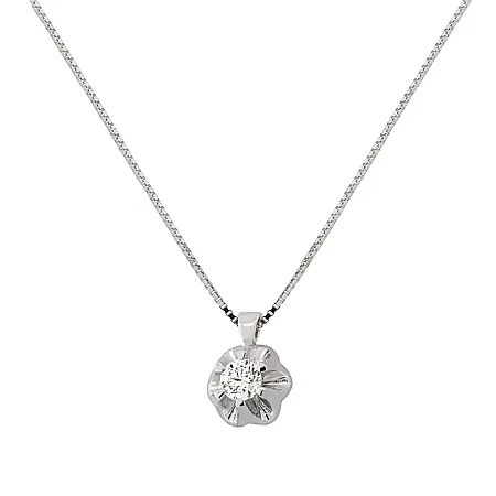 Λευκόχρυσο μενταγιόν με διαμάντι 0.17ct και αλυσίδα 18 καράτια. MD20133