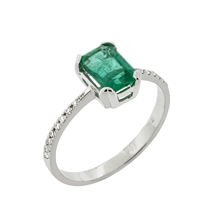Εντυπωσιακή ροζέτα με σμαράγδι 0.97ct και διαμάντια σε 18 καράτια. RL18833