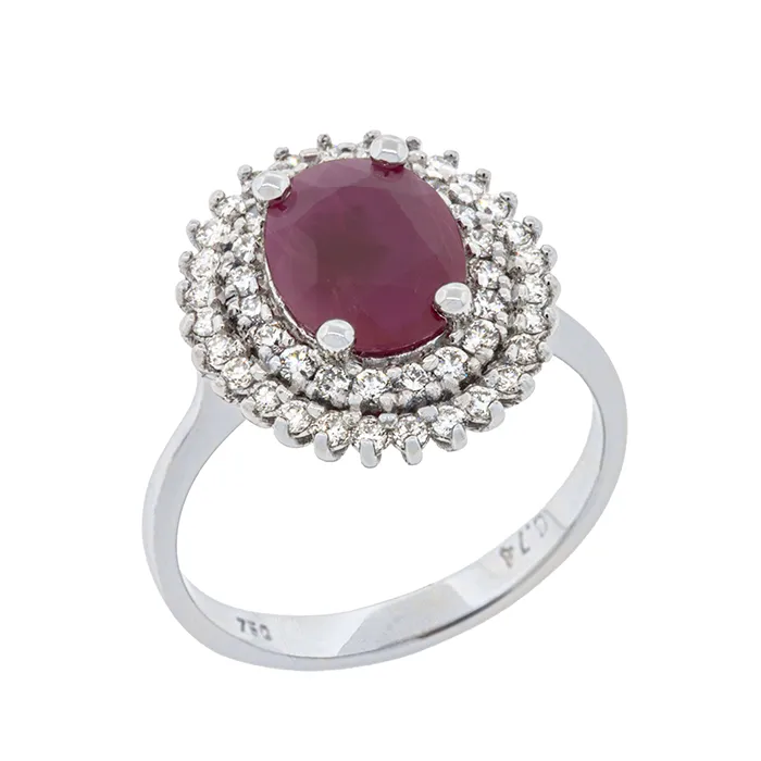 Εντυπωσιακή ροζέτα με ρουμπίνι 1.65ct και διαμάντια σε 18 καράτια.RL20081