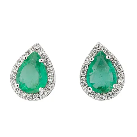 Σκουλαρίκια λευκόχρυσα 18Κ με σμαράγδια 1.60ct και διαμάντια 0.21ct. SΚ20105