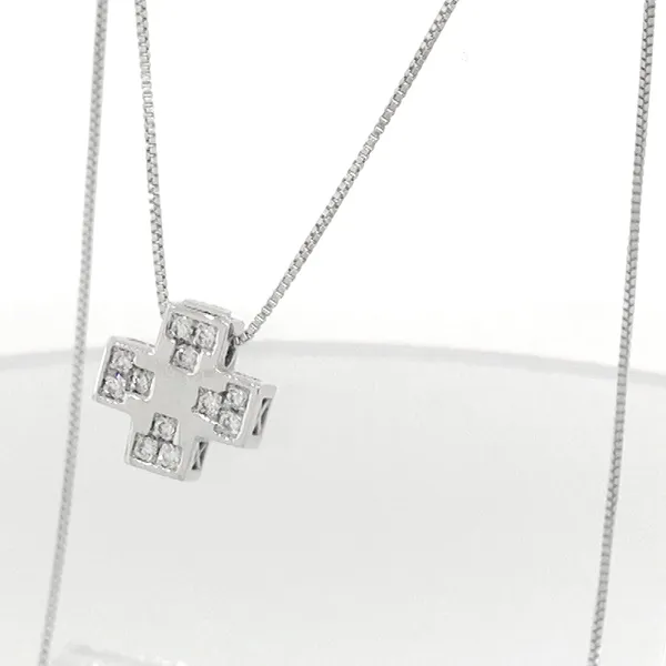 Λευκόχρυσος σταυρός με μπριγιαν 0.04ct και αλυσίδα 18 καράτια. CR20967