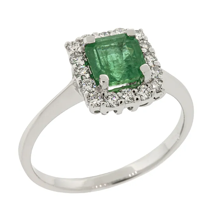 Εντυπωσιακή ροζέτα με σμαράγδι 0.92ct και διαμάντια σε 18 καράτια.RL20974