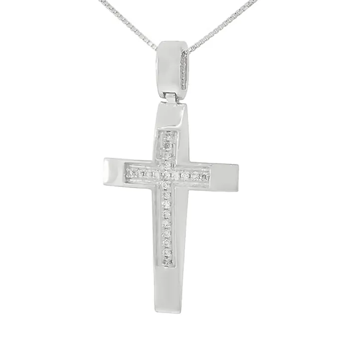 Λευκόχρυσος σταυρός με διαμάντια 0.11ct σε 18 καράτια. CR8193