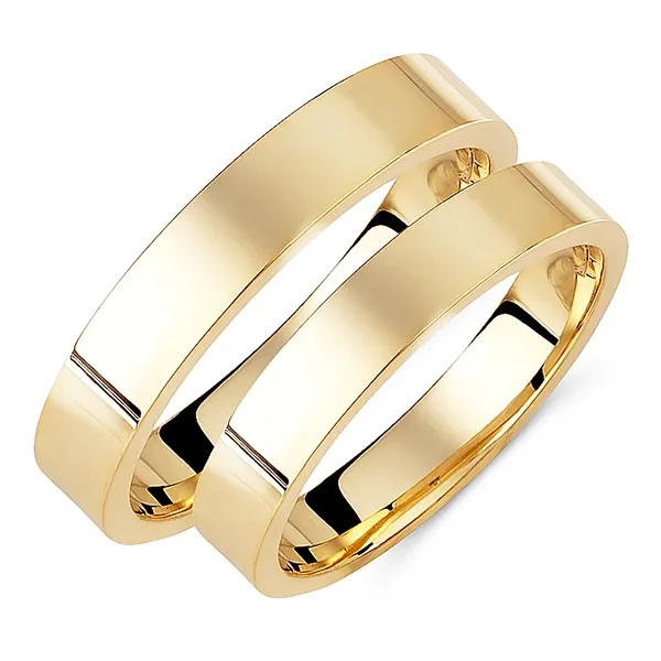 Χρυσό ζευγάρι ίσιες βέρες πάχους 3.7mm σε 14 καράτια. GT.IA011