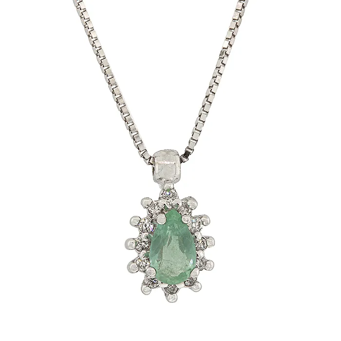 Κρεμαστό με σμαράγδι 0.24ct και διαμάντια 0.05ct  με αλυσίδα 18 καράτια. MD20977