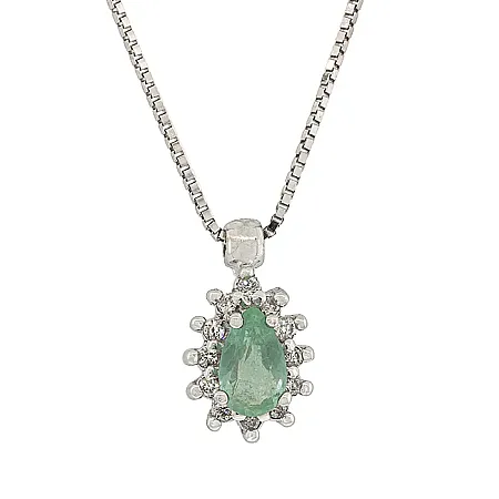 Κρεμαστό με σμαράγδι 0.24ct και διαμάντια 0.05ct  με αλυσίδα 18 καράτια. MD20977