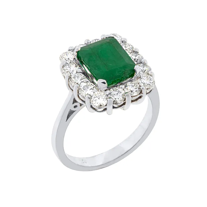 Εντυπωσιακή ροζέτα με σμαράγδι 2.76ct και διαμάντια σε 18 καράτια.RL10267