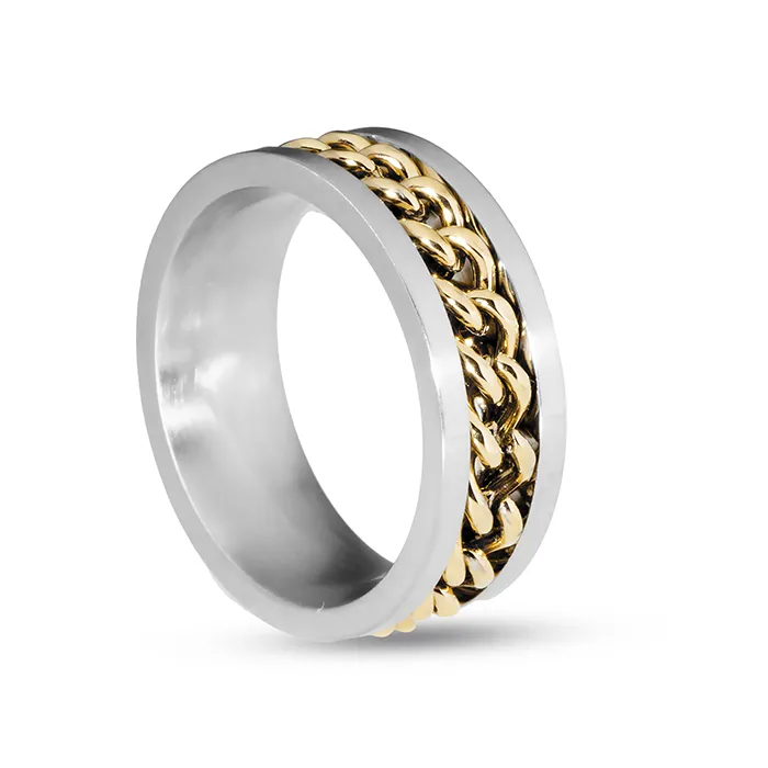 Ring Stainless Steel Gents-E-Silver/Gold