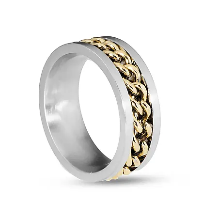 Ring Stainless Steel Gents-E-Silver/Gold