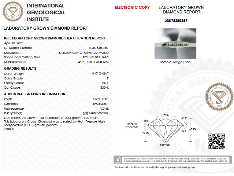 Δαχτυλίδι μονόπετρο με lab grown diamond 0.47ct E VS1 με πιστοποίηση IGI | Million Diamonds