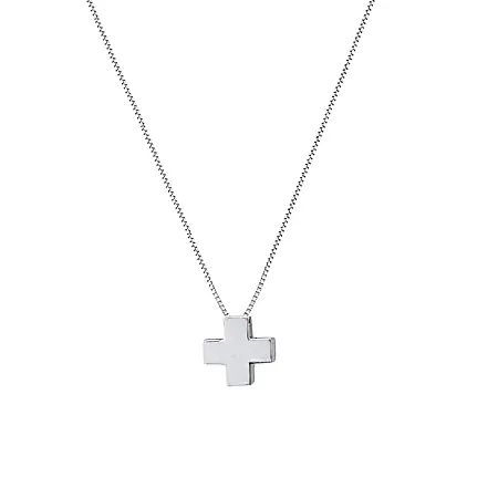 Κομψός γυναικείος σταυρός λευκόχρυσος με αλυσίδα σε 14 καράτια. CRS06769