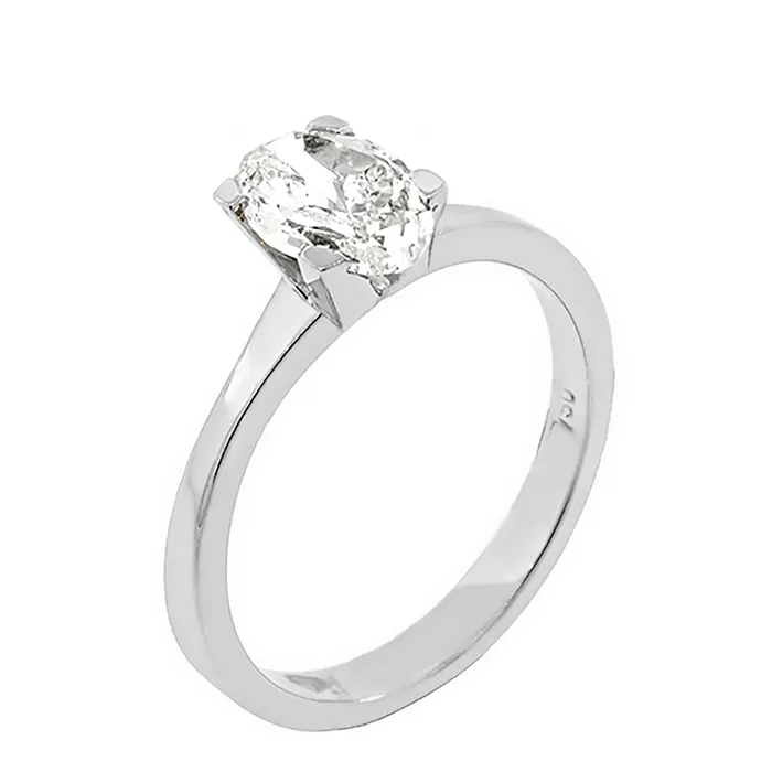 Δαχτυλίδι μονόπετρο με lab grown oval diamond 1.06ct E VVS2 με πιστοπoίηση HRD σε λευκόχρυσο 18 καράτια.