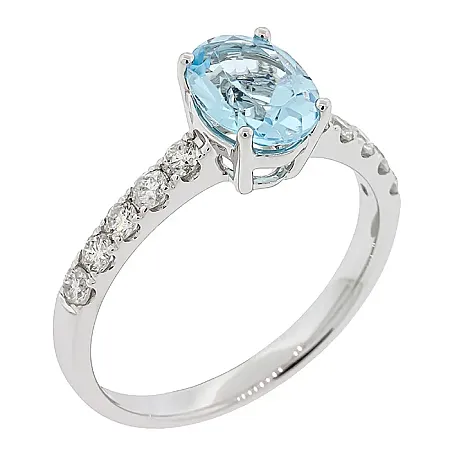 Δαχτυλίδι από λευκό χρυσό 18Κ με Blue Topaz 1.43ct και διαμάντια 0.39ct σε 18Κ. RL22123