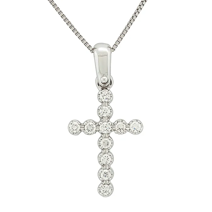 Σταυρός λευκόχρυσος με διαμάντια 0.16ct σε 18 καράτια. CR022830
