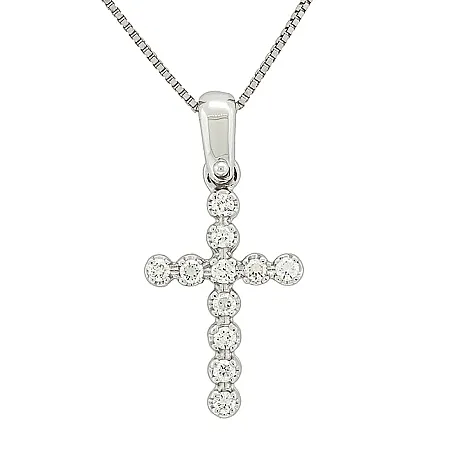 Σταυρός λευκόχρυσος με διαμάντια 0.16ct σε 18 καράτια. CR022830