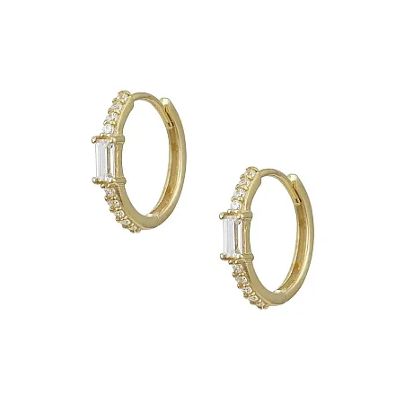 Χρυσά σκουλαρίκια κρίκοι 1cm με ζιργκόν σε 14K. SK21605