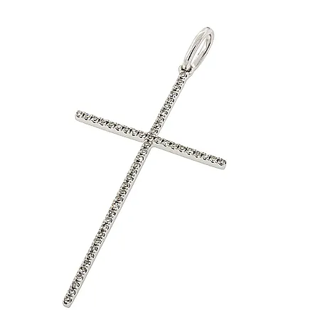 Σταυρός λεπτός με διαμάντια 0.12ct  λευκόχρυσος 18 καράτια. CR22708