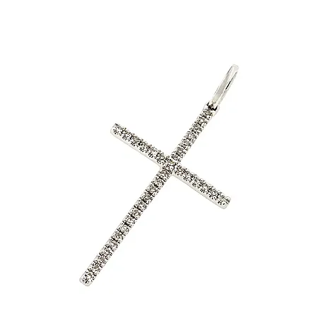 Σταυρός λεπτός με διαμάντια 0.07ct  λευκόχρυσος 18 καράτια. CR22706