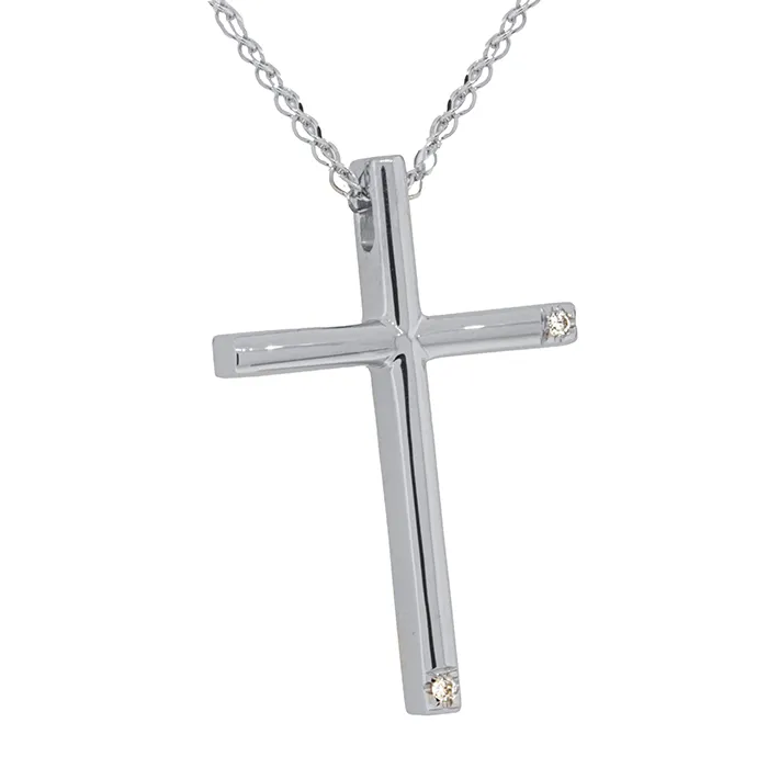 Σταυρός λευκόχρυσος με διαμάντια 0.017ct σε 18 καράτια. CR20919