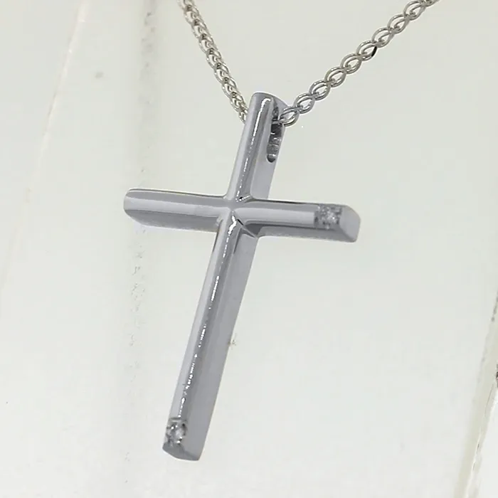 Σταυρός λευκόχρυσος με διαμάντια 0.017ct σε 18 καράτια. CR20919