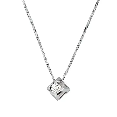 Λευκόχρυσο μενταγιόν με διαμάντι 0.08ct και αλυσίδα 18 καράτια. MD14888