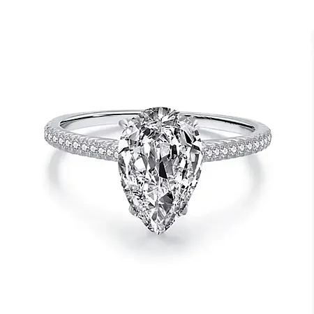 Δαχτυλίδι Λευκόχρυσο 18Κ με Lab Grown Pear Diamond 1.08ct E VVS2 με πιστοποίηση HRD | Million Diamonds