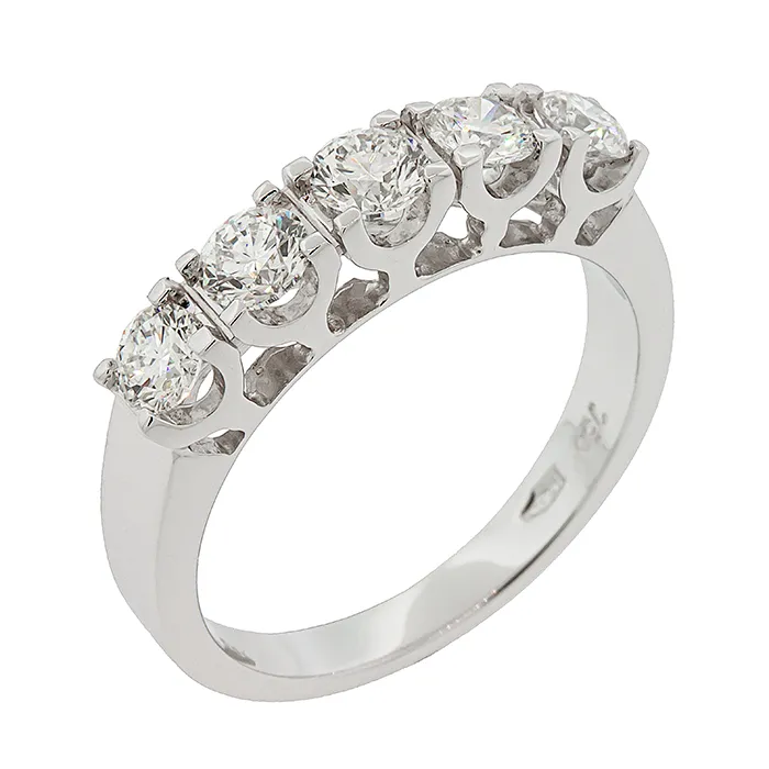 Λευκόχρυσο πεντάπετρο σειρέ 18 καράτια με λευκά διαμάντια 0.82ct. RL23438