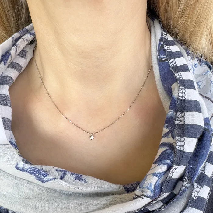 Λευκόχρυσο Κολιέ 14Κ με Ορυκτό Διαμάντι 0.10ct. MD18892